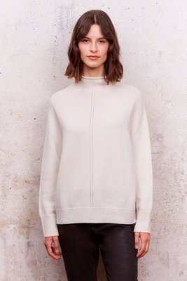 Oversized Cashmere Knit Sweater With Funnel Neck And Fancy Armholes.