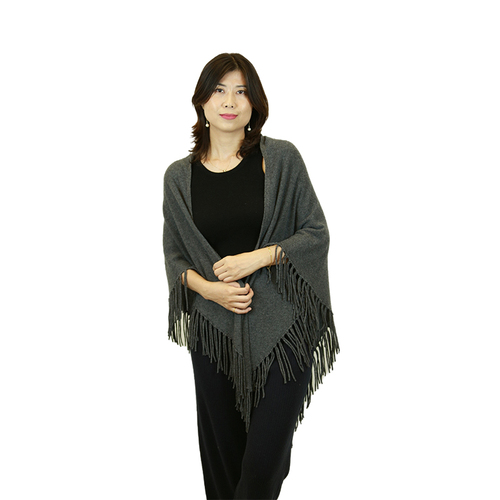 Women's Pure Cashmere Cape with tassels12GG