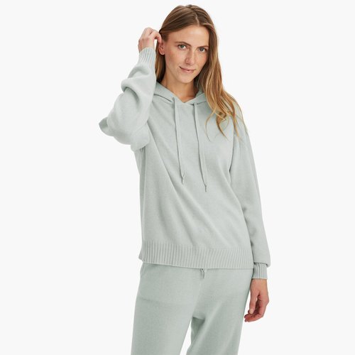 Women Cashmere Balloon Sleeve Hoodie 22KN001