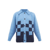 Point-collar Checked Mohair-blend Cardigan