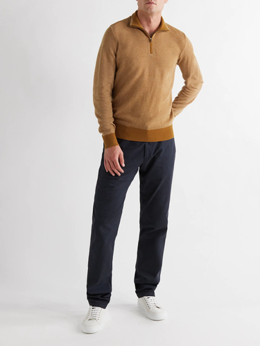 Striped Cashmere Half-Zip Sweater 22KM010