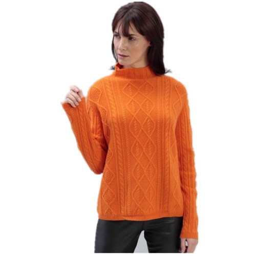 Cashmere sweater with straight cut collar