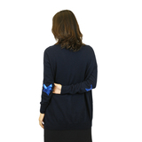 Women's Wool Cashmere Cardigan with Star Patch Sleeves 12gg