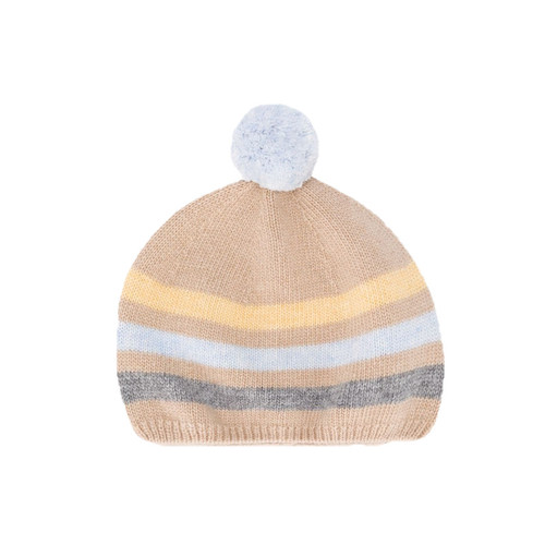 Striped Beanie with Pom Pom