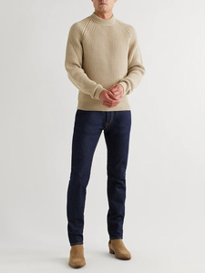 22KM008 Ribbed Cashmere Mock-Neck Sweater
